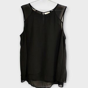Monteau Womens Top Sz 1X Black Semisheer‎ Chiffon Tank Layers Witchy Whimsicore